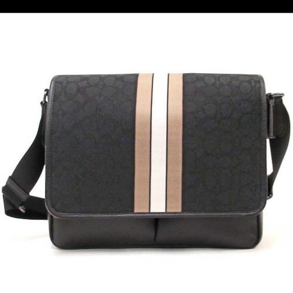 NWOT Coach Thompson Madison Men's Messenger Bag With Varsity Stripe - Picture 1 of 11